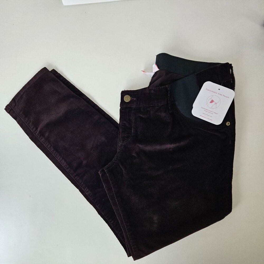 Isabel Maternity Burgundy Skinny Corduroy Pants